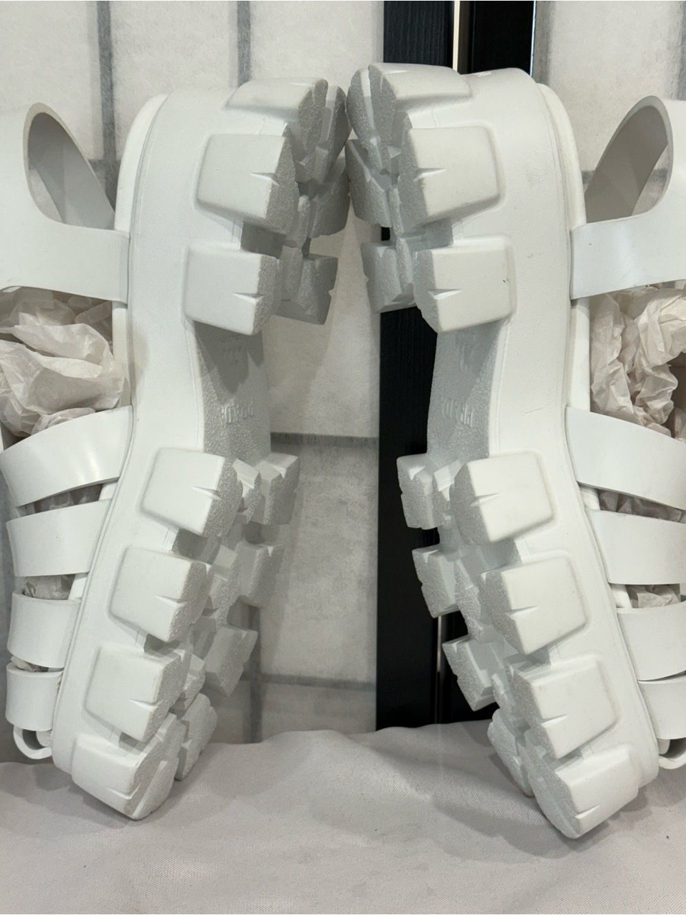 Prada Monolith White Rubber Fisherman Sandals Chunky Lug Sole Platform Shoes - Picture 8 of 11